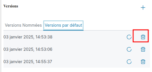 Supprimer une version